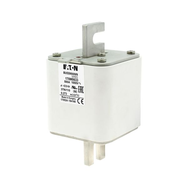 Fuse-link, high speed, 500 A, AC 1000 V, DIN 3, 74 x 90 x 139 mm, aR, DIN, IEC, single indicator image 18