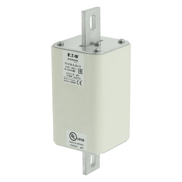 Fuse-link, high speed, 315 A, DC 1500 V, 3L, 75 x 205 mm, gPV, IEC, UL, without indicator, bolted contacts image 5