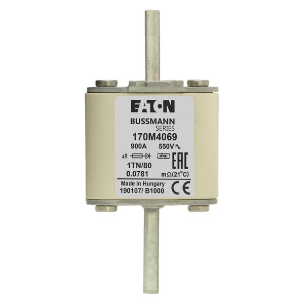 Fuse-link, high speed, 900 A, AC 550 V, DIN 1, 53 x 66 x 108 mm, aR, DIN, IEC, single indicator image 7