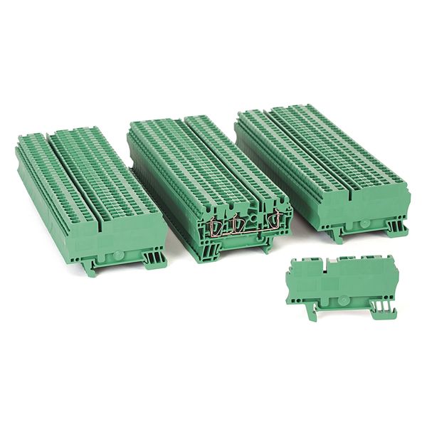 Allen-Bradley, 1492-L3T-G, Spring Clamp Terminal Block, One-Circuit Feed-Through Block, 2.5mm² (# 30 AWG - # 12 AWG), 2 Connection points on one side, Green, image 1