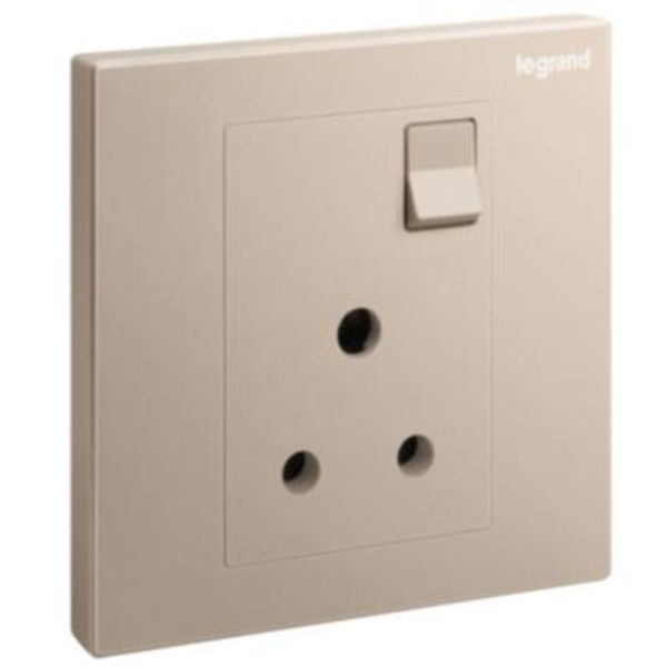 Galion - 1 gang British Standard switched single pole socket outlet - 5A - Rose Gold image 1