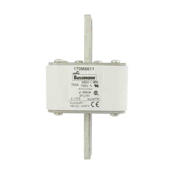 Fuse-link, high speed, 700 A, AC 690 V, size 3, 76 x 92 x 135 mm, aR, IEC, UL image 3