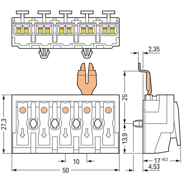 Lighting connector push-button, external with angled snap-in ground co image 4