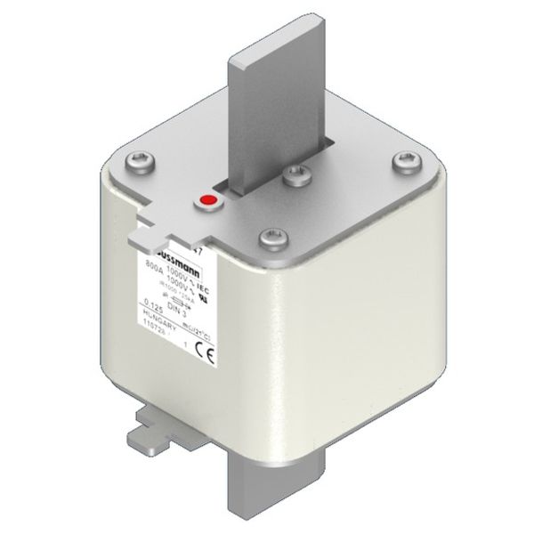 Fuse-link, high speed, 800 A, AC 1000 V, DIN 3, 90 x 75 x 150 mm, aR, DIN, IEC, single indicator image 2