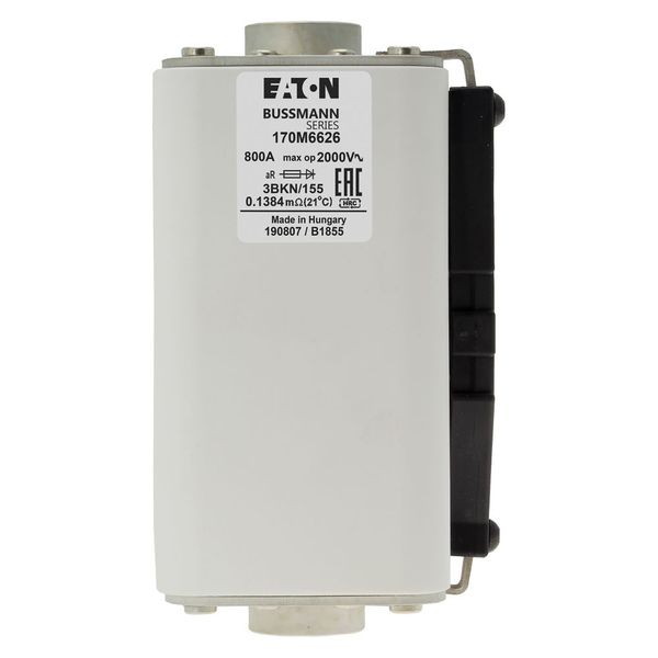 Fuse-link, high speed, 800 A, AC 2000 V, size 3, 74 x 90 x 155 mm, aR, IEC, single indicator image 9