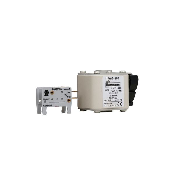 Fuse-link, high speed, 630 A, AC 690 V, size 1, 53 x 69 x 51 mm, aR, IEC, UL, type K indicator, flush end, M8 image 8