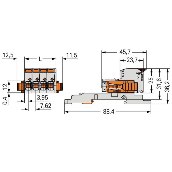 1-conductor female connector lever Push-in CAGE CLAMP® light gray image 2