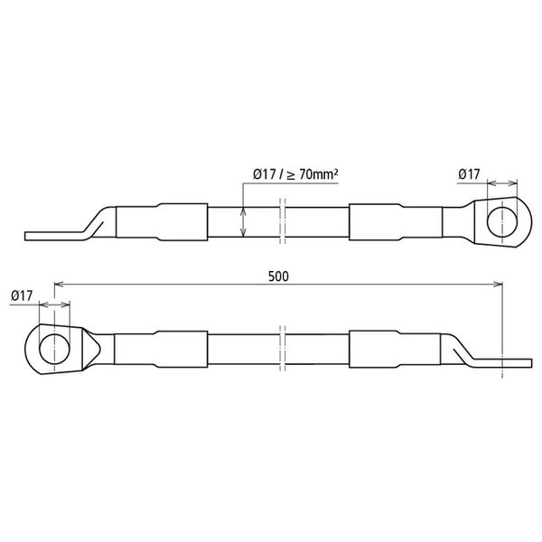 CuStAl earthing connector, cable lug on both ends D 17mm L 500mm image 2