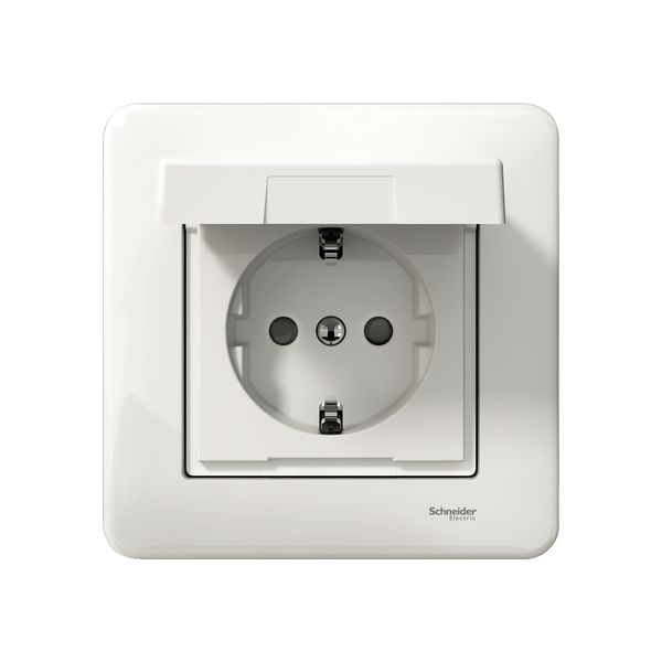 Exxact single socket-outlet with lid IP44 earthed screw white image 3