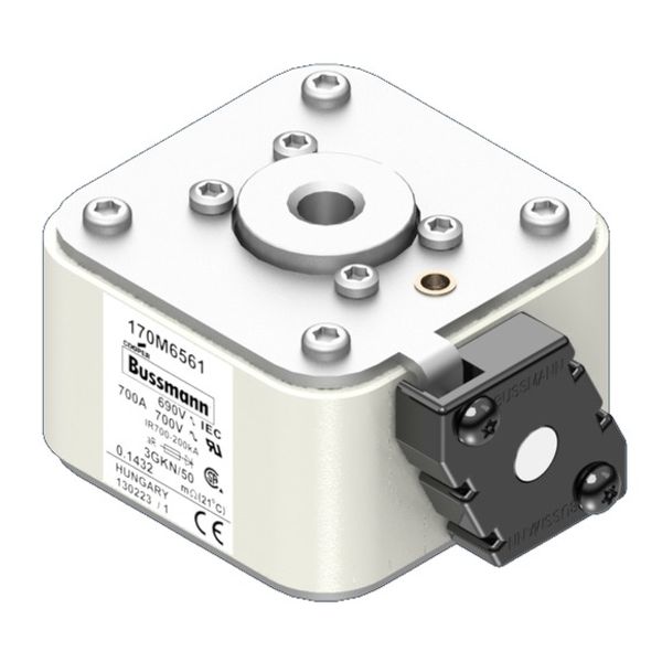 Fuse-link, high speed, 700 A, AC 690 V, size 3, 76 x 92 x 53 mm, aR, IEC, UL, type K indicator image 2