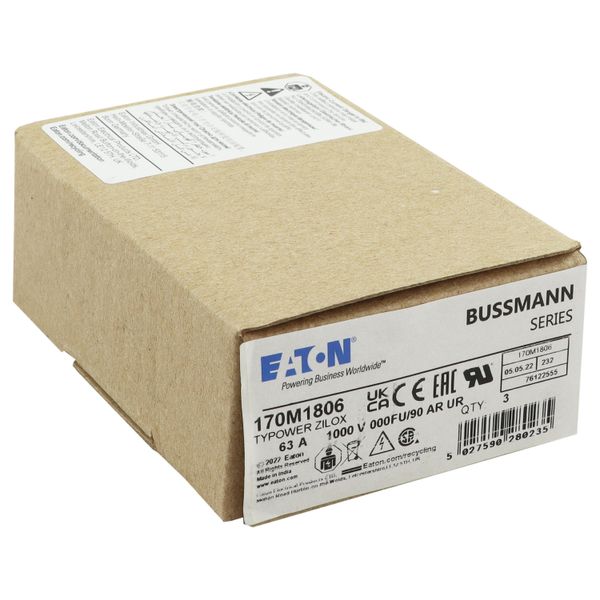 Fuse-link, high speed, 63 A, DC 1000 V, size 000, 24 x 36 x 115 mm, aR, IEC image 16