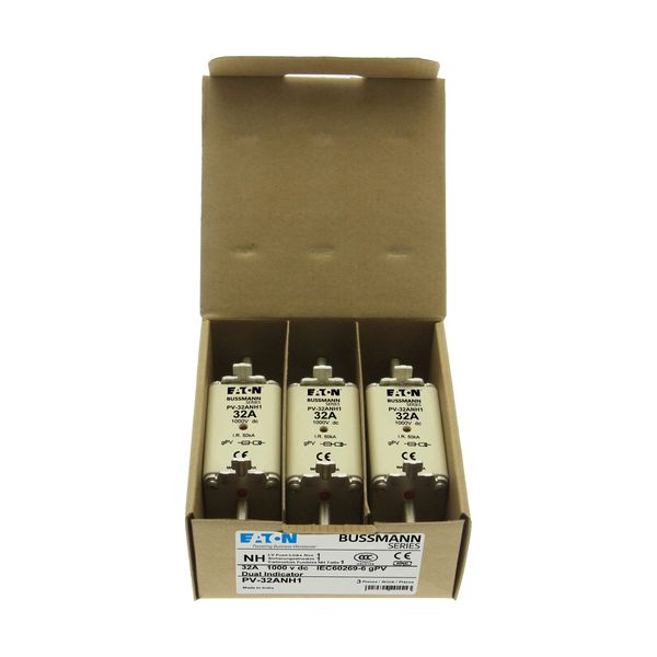 Fuse-link, high speed, 32 A, DC 1000 V, NH1, gPV, UL PV, UL, IEC, dual indicator image 17