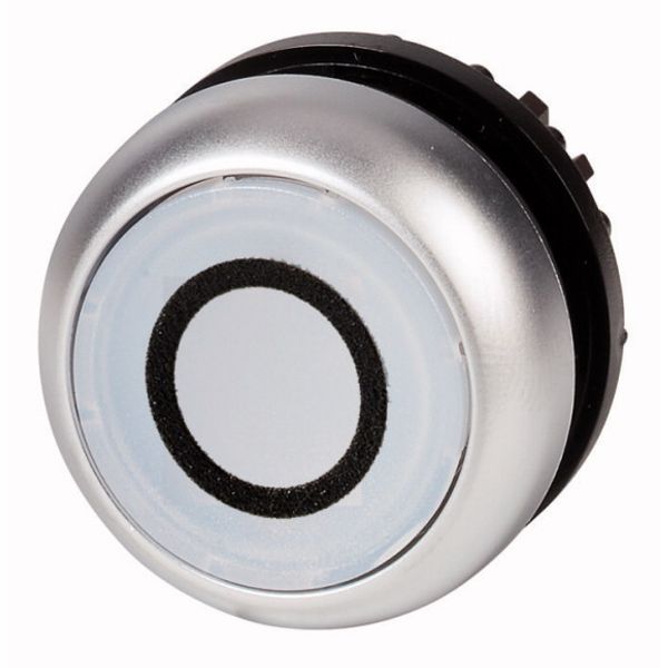 Illuminated pushbutton actuator, RMQ-Titan, Flush, momentary, White, inscribed 0, Bezel: titanium image 1