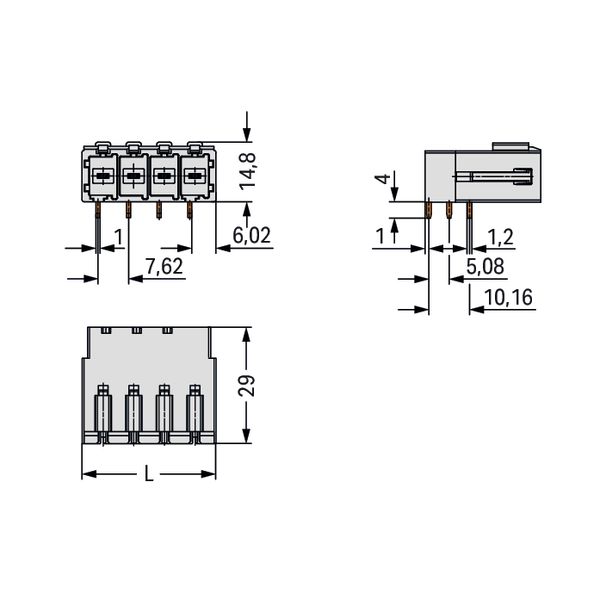 831-3623 THT male header; 1.0 x 1.2 mm solder pin; angled image 8