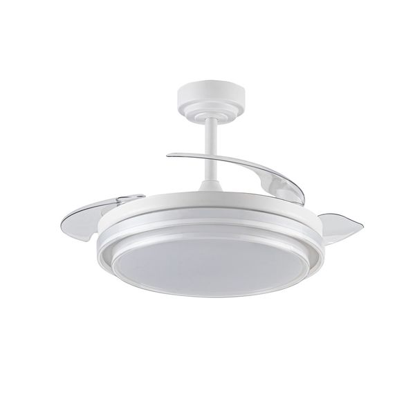 Lander White LED Ceiling Fan 72W 7920Lm CCT Folding Blades image 1