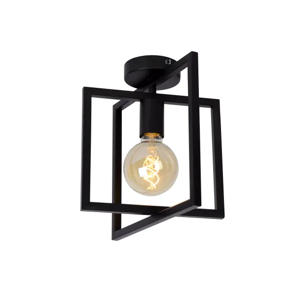 Lucide LUUK - Flush ceiling light - 1xE27 - Black image 1