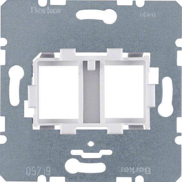 Supporting plate white mounting device 2gang for modular jacks, com-te image 1