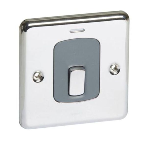 Synergy Authentic Double Pole switch with blue led power indicator -20A - Polished Stainless Steel image 1