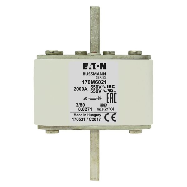 Fuse-link, high speed, 2000 A, AC 550 V, DIN 3, 76 x 76 x 109 mm, aR, DIN, IEC, single indicator image 18