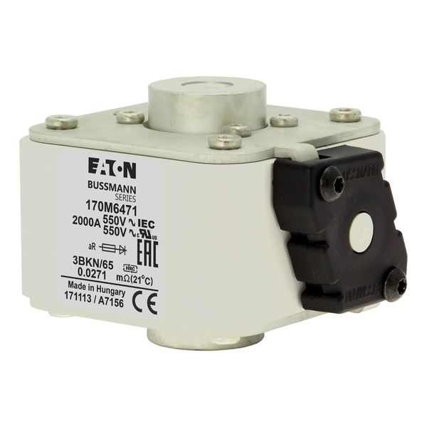 Fuse-link, high speed, 1250 A, AC 690 V, size 3, 76 x 92 x 63 mm, aR, IEC, single indicator image 2