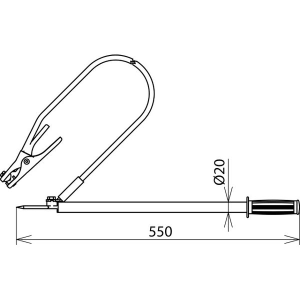 Disch. device, contact/coupling electr. single-pole, L=465mm w. earthi image 2