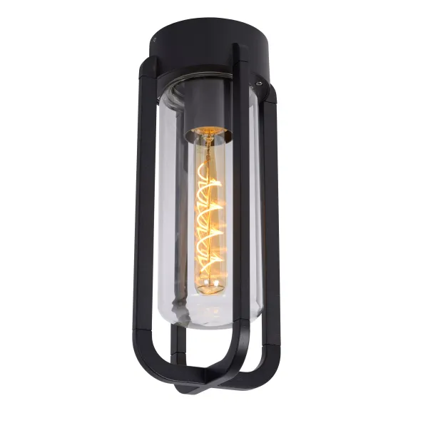 Lucide GARLAND - Flush ceiling light Outdoor - Ø 15,1 cm - 1xE27 - IP44 - Black image 1