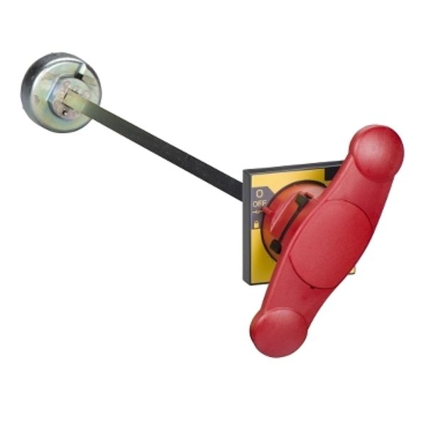 extended rotary handle, front control, Compact INS/INV 320 to 630, Compact INSJ400, red handle on yellow front image 2