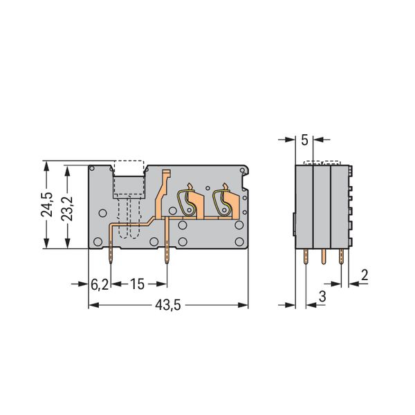 Stackable 2-conductor PCB terminal block with commoning option 2.5 mm² image 3