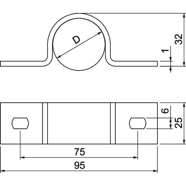 823 32 FT Fastening clip two lobe 32mm image 2