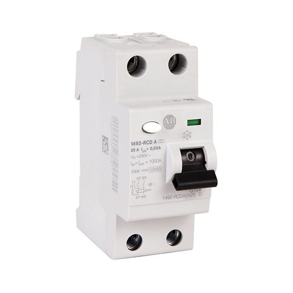 Breaker, Residual Current, 2P, 25A, 30mA Sensitivity image 1