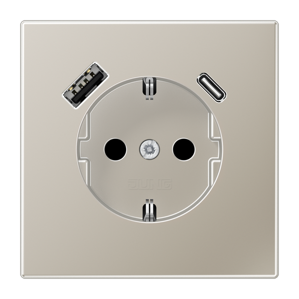 SCHUKO socket with USB type AC image 1