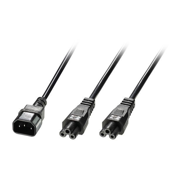 2.5m IEC C14 an 2x C5 Mains Cable IEC C14 Connector to 2x IEC C5 Connector image 1