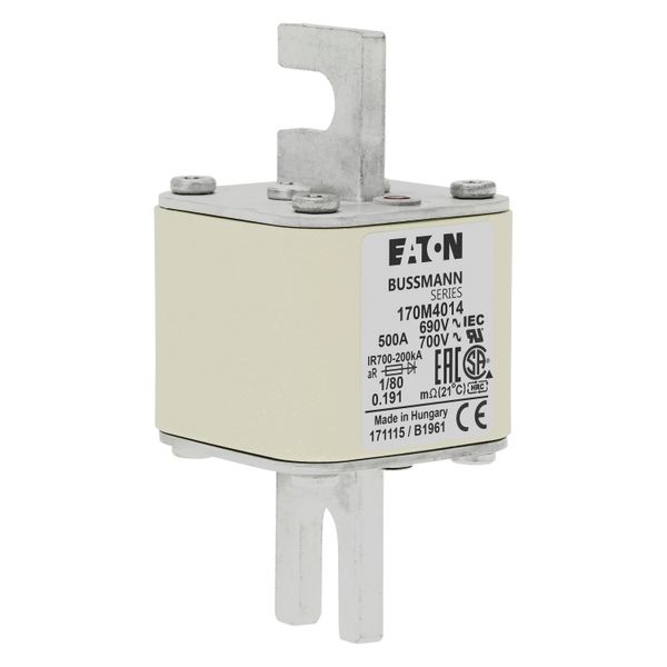 Fuse-link, high speed, 500 A, AC 690 V, DIN 1, 53 x 53 x 108 mm, aR, DIN, IEC, single indicator image 18