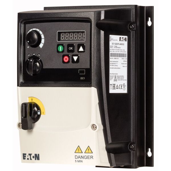 Variable frequency drive, 230 V AC, 1-phase, 2.3 A, 0.37 kW, IP66/NEMA 4X, Radio interference suppression filter, 7-digital display assembly, Local co image 2