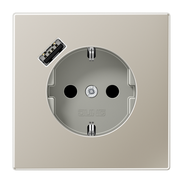 SCHUKO socket with USB type A ES1520-18A image 1