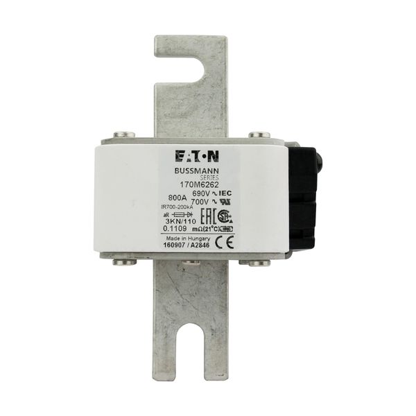 Fuse-link, high speed, 800 A, AC 690 V, DIN 3, 76 x 92 x 139 mm, aR, DIN, IEC, single indicator image 14