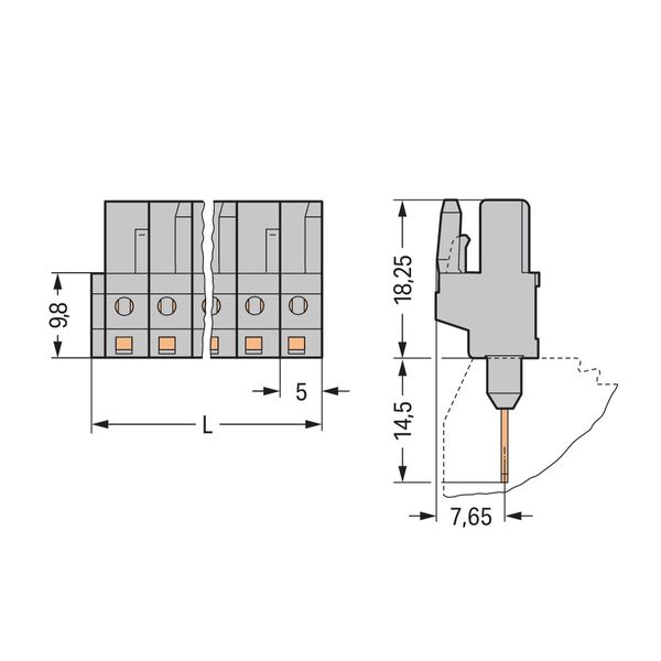 Female connector for rail-mount terminal blocks 0.6 x 1 mm pins straig image 1