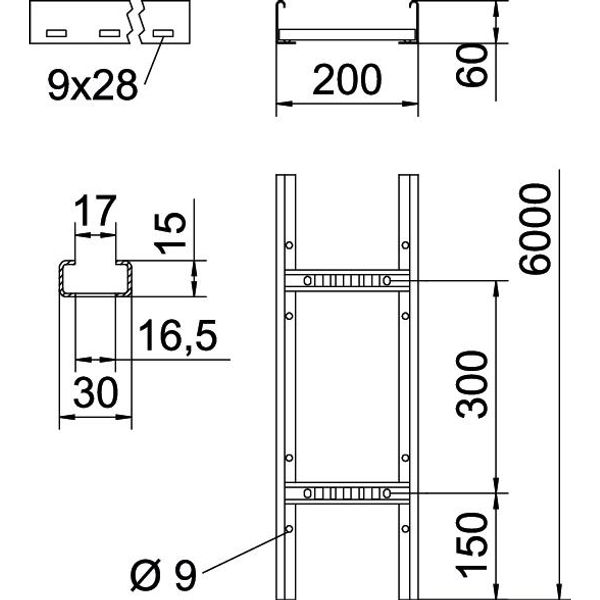 LCIS 620 6 FT Cable ladder perforated rung, welded 60x200x6000 image 2