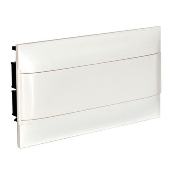 1X18 module recessed box - White door - Without terminal block - Dry wall image 1