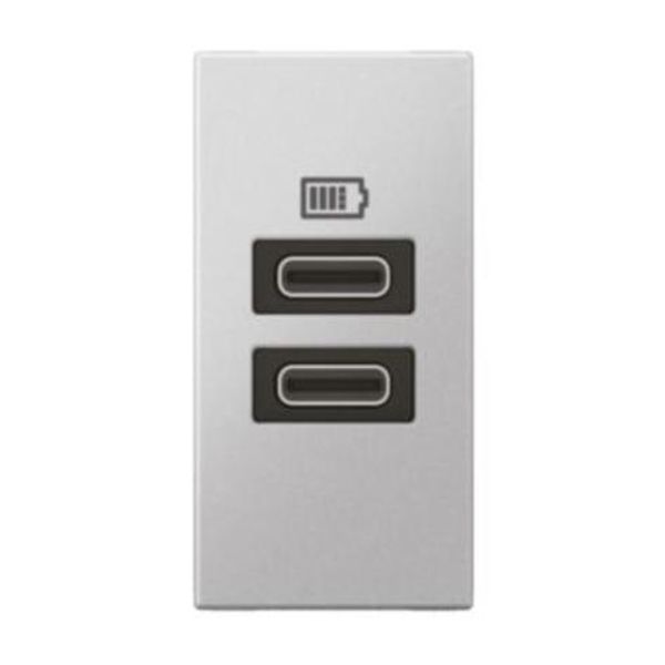 Arteor 1 module USB two ports C+C - 3A- 15W - Soft Aluminum image 1