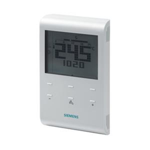 RDE100.1DHW - Room thermostat with auto time switch and LCD, battery, independent DHW image 1