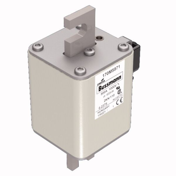 Fuse-link, high speed, 500 A, AC 1000 V, DIN 2, 59 x 77 x 138 mm, aR, DIN, IEC, single indicator image 3