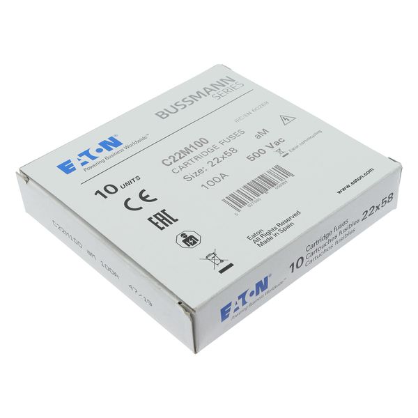 Fuse-link, LV, 100 A, AC 500 V, 22 x 58 mm, aM, IEC image 13