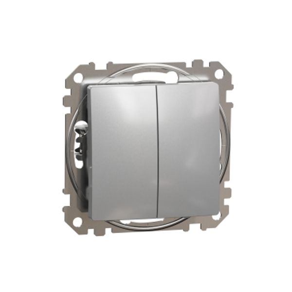 Sedna Design & Elements, double 2-way switch 10AX, professional, aluminium image 3