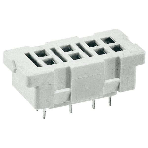 Socket for relays: R2M. For PCB. Dimensions 29,6 x 14 x 10,5 mm. Two poles. Rated load 5 A, 250 V AC image 1