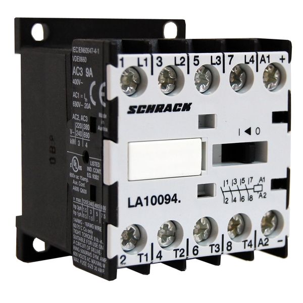 Mini Contactor 4NO, 20A, 24 VDC+ supressor image 1