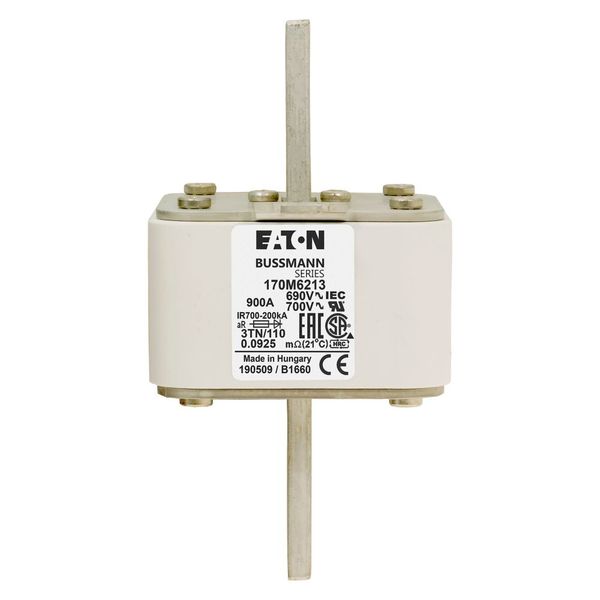 Fuse-link, high speed, 900 A, AC 690 V, DIN 3, 76 x 90 x 139 mm, aR, DIN, IEC, type T indicator image 17