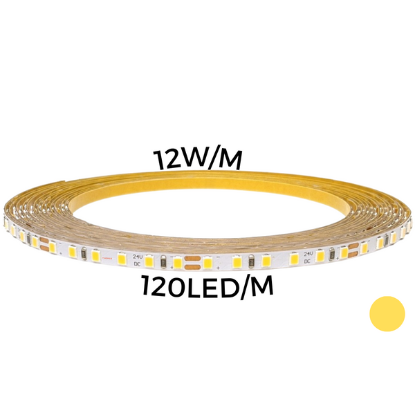 LED strip 12W/m 120led/m YELLOW IP67 12V 476Lum/m 36'000h CRI>80 (5m) THORGEON image 1