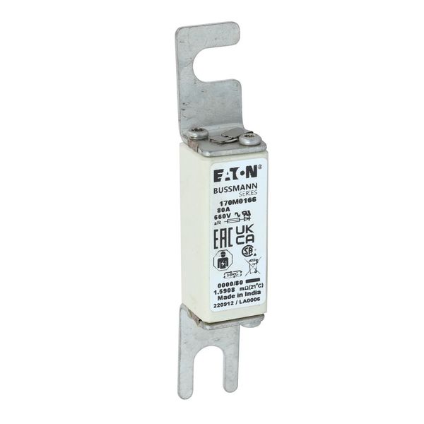 Fuse-link, high speed, 80 A, AC 660 V, size 0000, 18 x 19 x 100 mm, aR, UL, visual indicator image 9