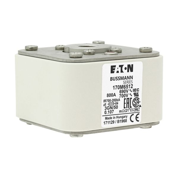 Fuse-link, high speed, 800 A, AC 690 V, size 3, 76 x 92 x 53 mm, aR, IEC, UL, single indicator image 15